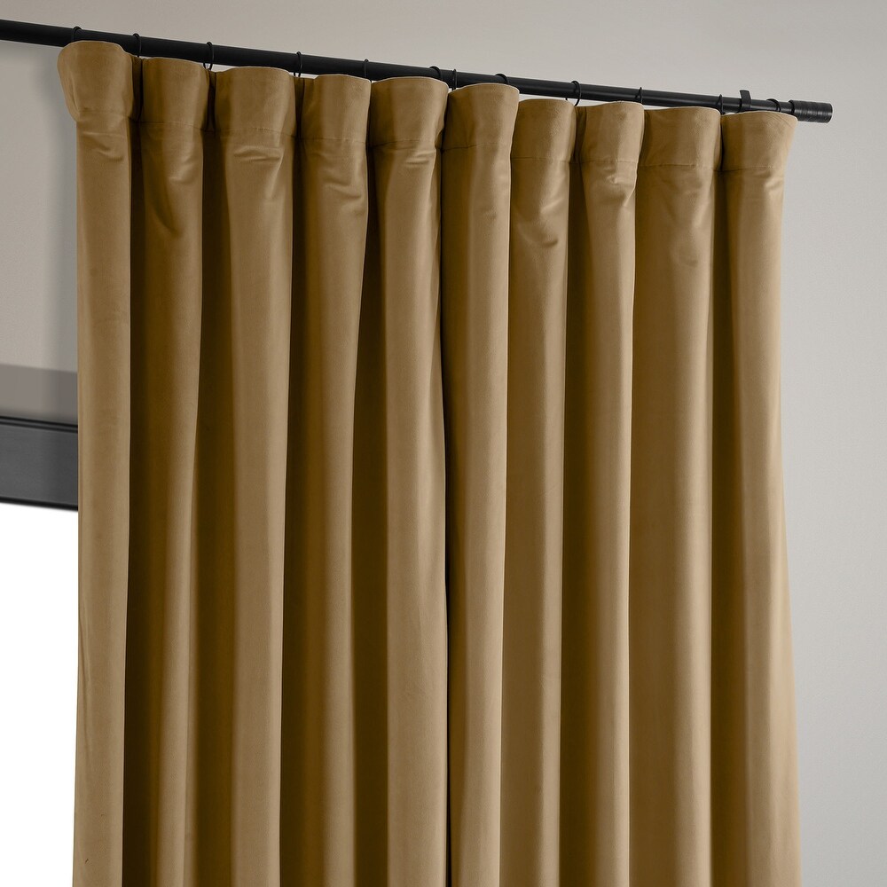Exclusive Fabrics Signature Extra Wide Amber Gold Velvet Blackout Curtain (1 Panel)   Luxurious Blackout Drapery