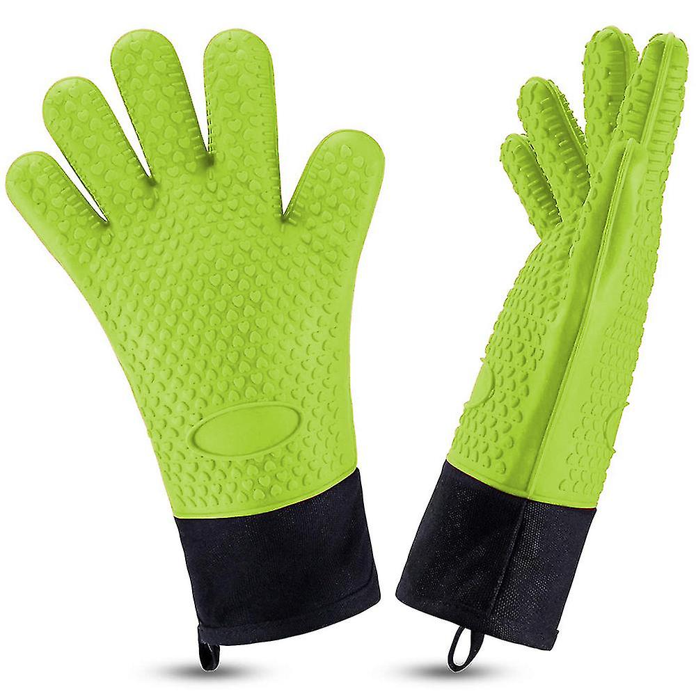 Premium Oven Gloves Silicone Extremely Heat Resistant For Baking (Green)