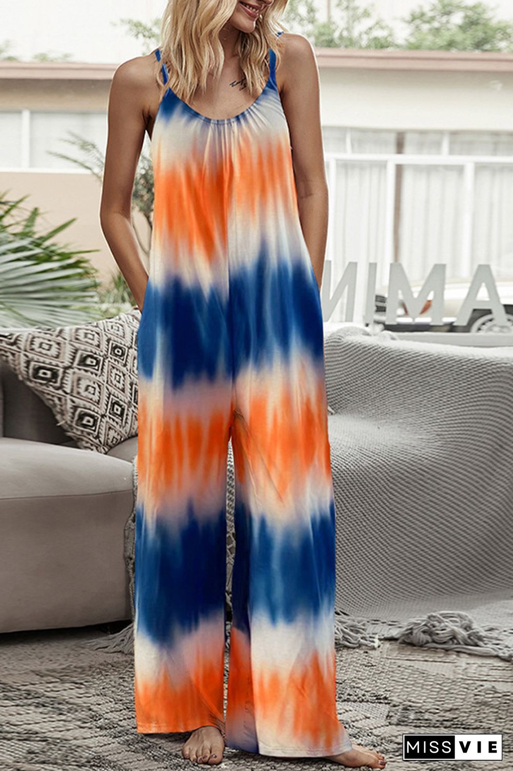 Print Long Pants Loose Jumpsuit Wholesale