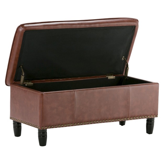 Northridge Storage Ottoman Cognac Faux Leather Wyndenhall