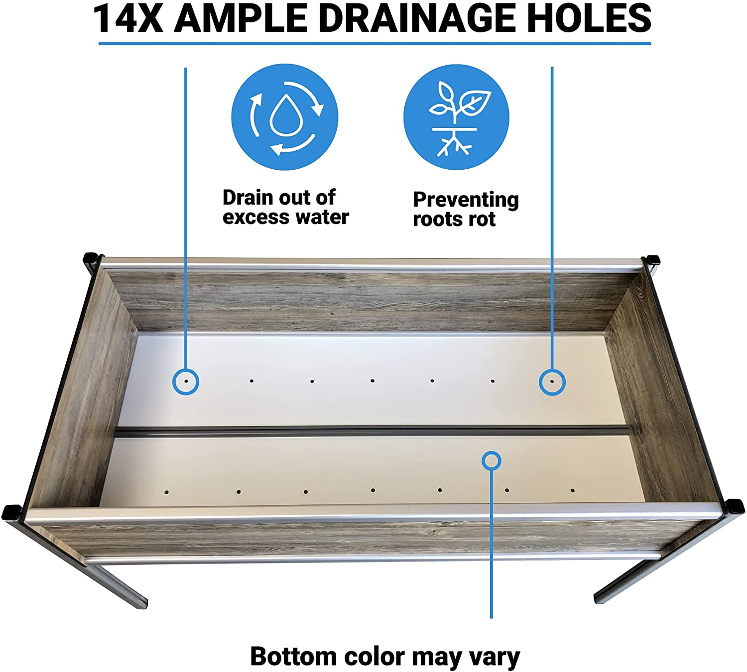 Foreman Raised Garden Bed Planter Box Kit 48" Lx24 Wx32 H 10 Year Warranty Premium HPL Plastic Wood Grain (Amaretto) Aluminum Legs Outdoor Indoor with Lockable Caster Wheels Made in The USA