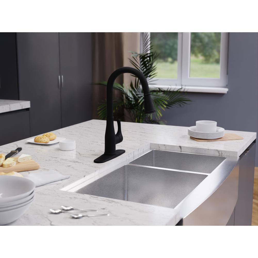 ANZZI Sifo 1-Handle Hands Free Touchless Pull Down Sprayer Kitchen Faucet with Motion Sense and Fan Sprayer in Matte Black KF-AZ301MB