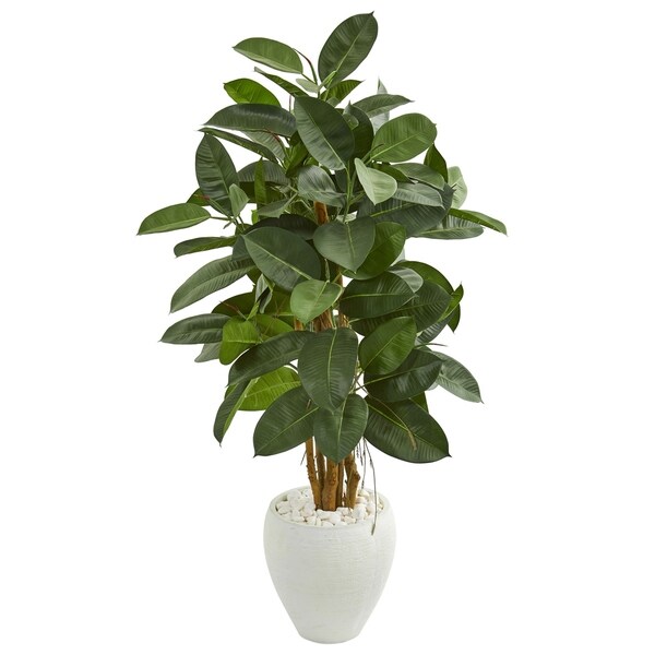 53 Artificial Rubber Tree in White Planter