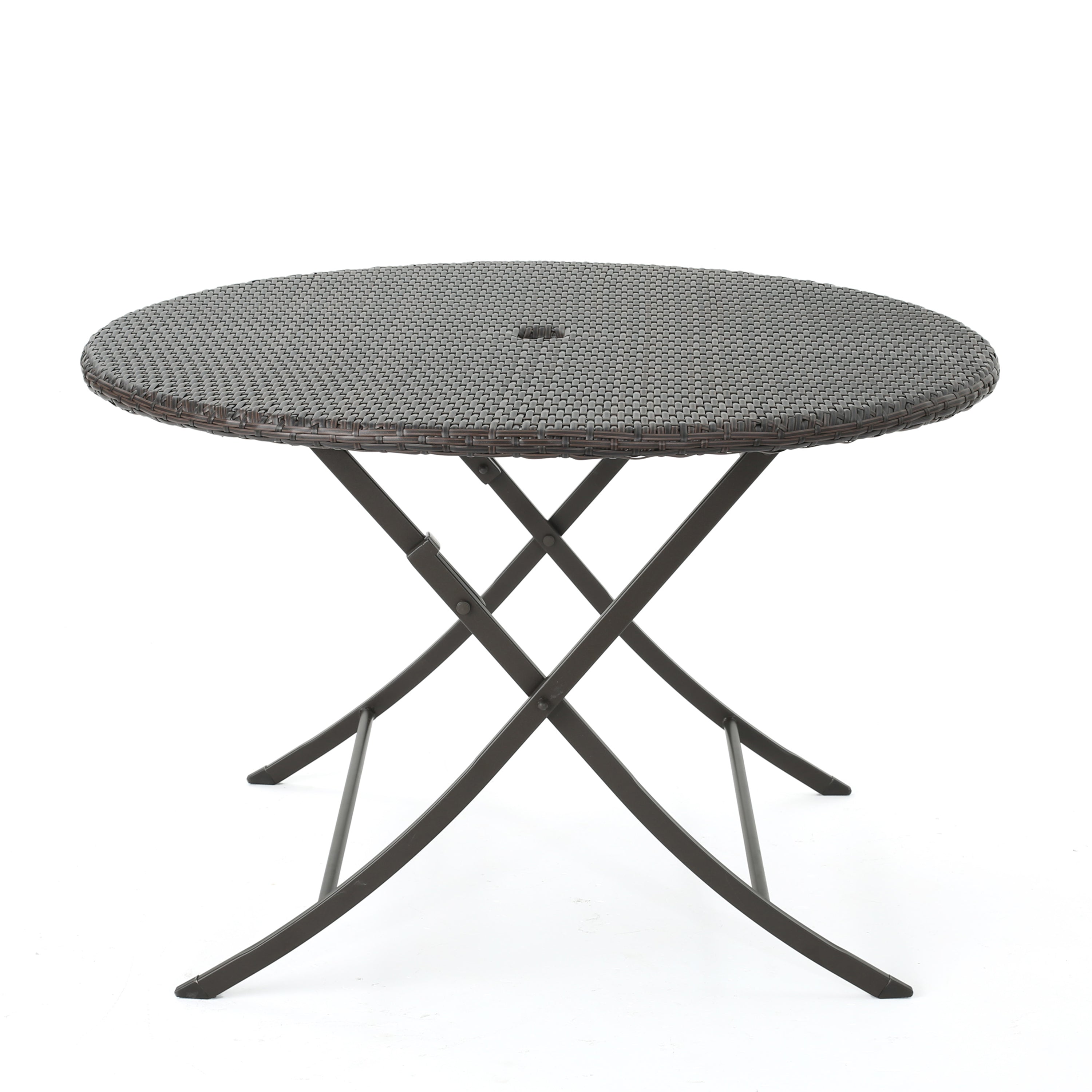 Riley Outdoor Multi-brown Wicker Circular Foldable Dining Table