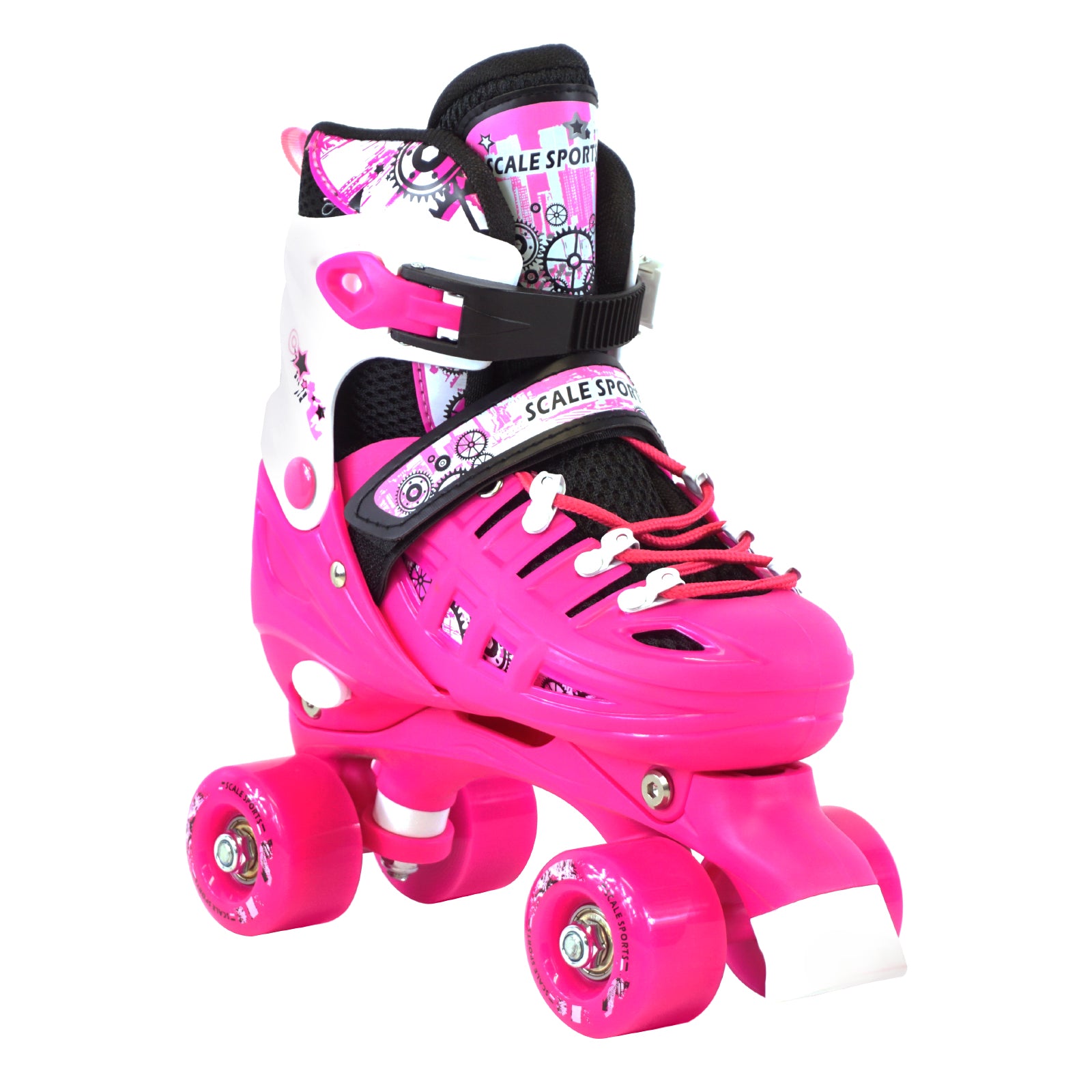 Adjustable Pink Quad Roller Skates For Kids Small Sizes