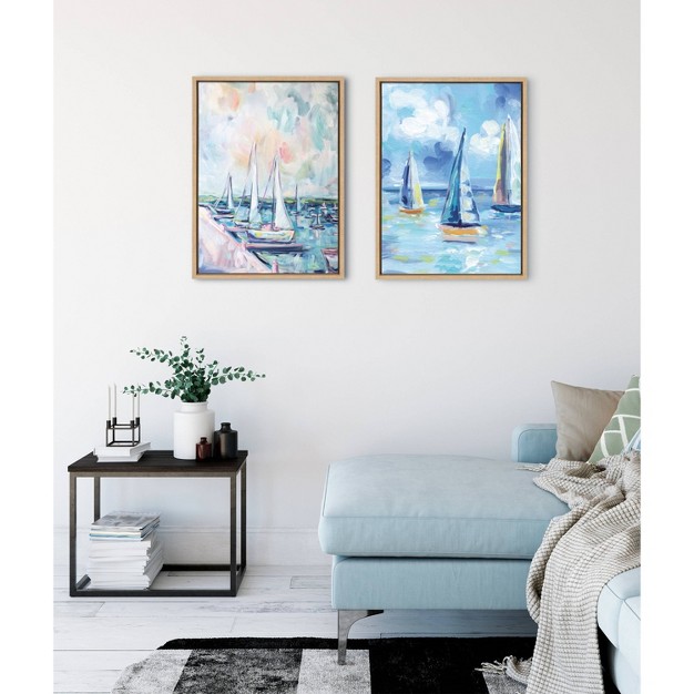 X 24 quot Sylvie Fish Creek Harbor By Rachel Christopoulos Framed Wall Canvas Natural Kate amp Laurel All Things Decor