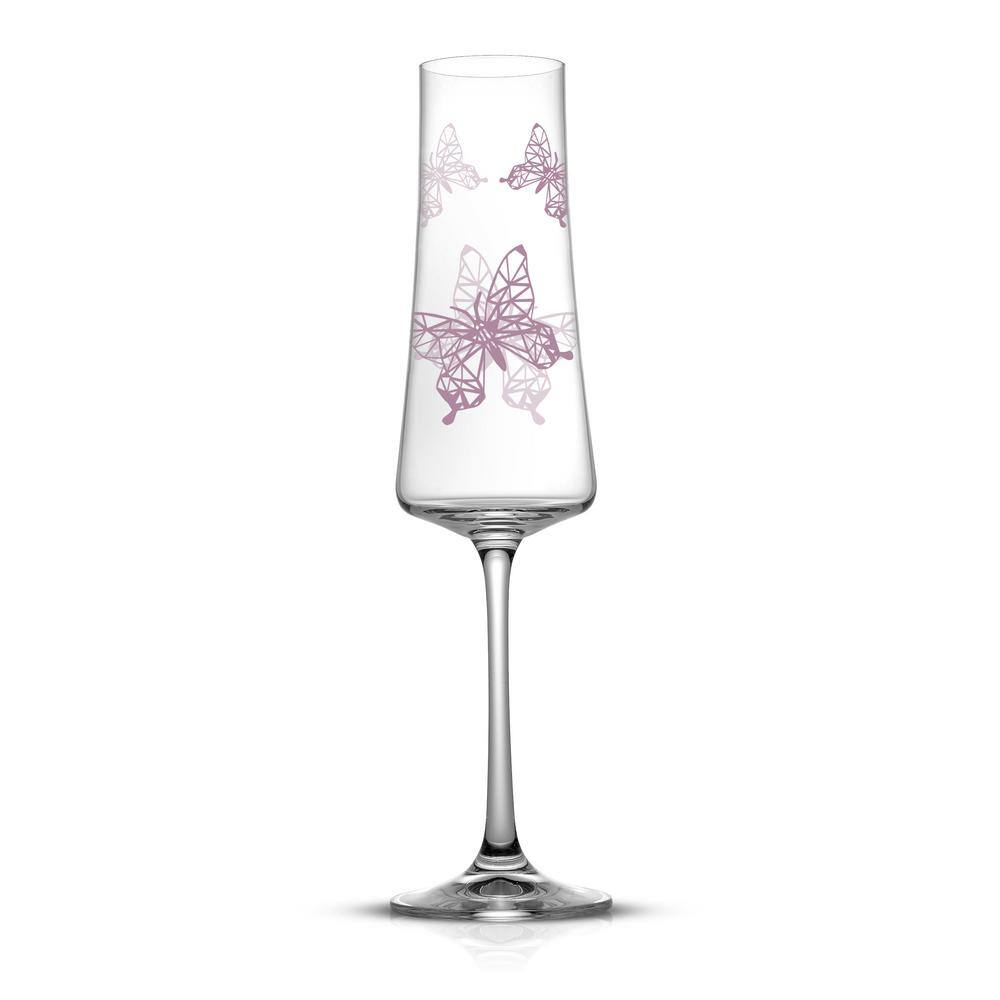 JoyJolt Meadow Butterfly 10 oz. Crystal Stemmed Champagne Flute Glass Set (Set of 2) JME10163