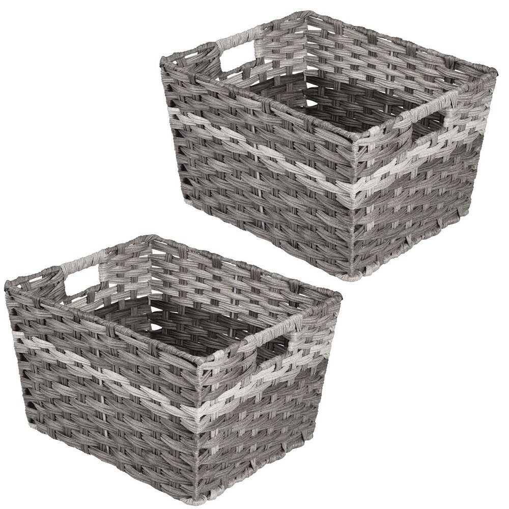 mDesign Wide Rectangular Woven Home Storage Basket Bin  2 Pack