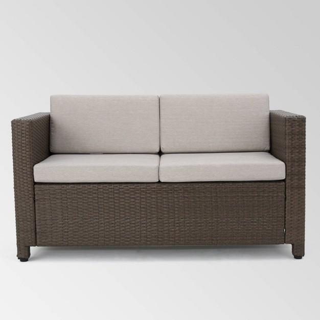 Puerta Wicker Loveseat Brown gray Christopher Knight Home