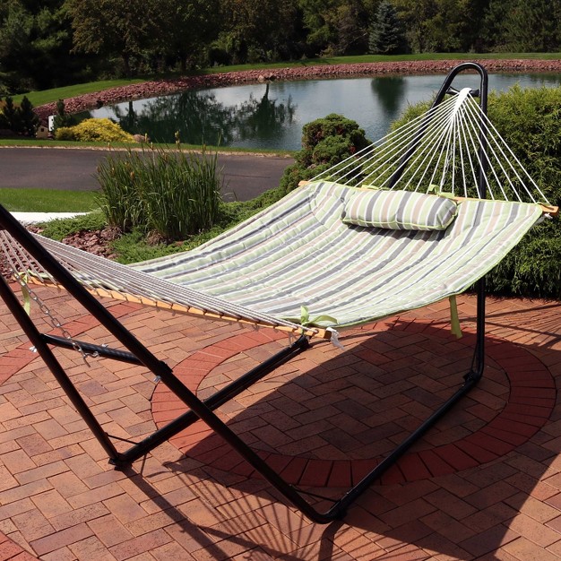 Sunnydaze Outdoor Weather resistant Polyester Quilted Hammock Cushion Pad And Hammock Pillow With Ties