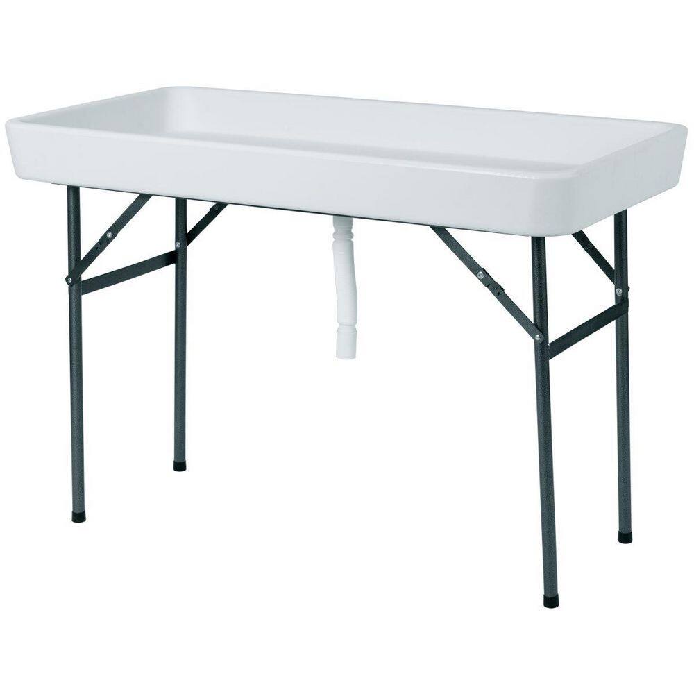 HONEY JOY White 4-legs Ice Folding Table with Matching Plastic Skirt TOPB000601