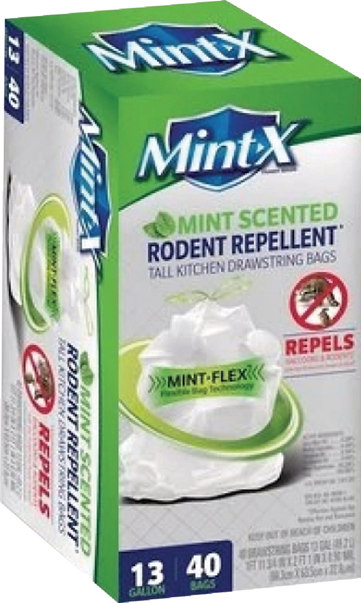 Mint-X Rodent Repellent Trash Bag 13 Gal. White