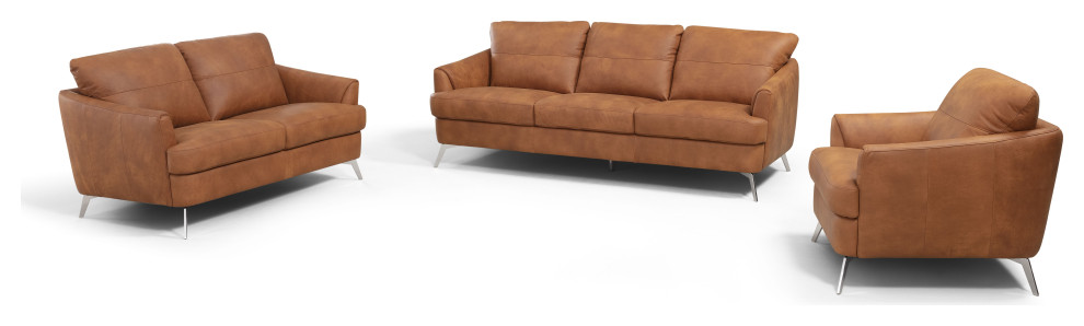 ACME Safi Loveseat  Cappuccino Leather   Midcentury   Loveseats   by Acme Furniture  Houzz