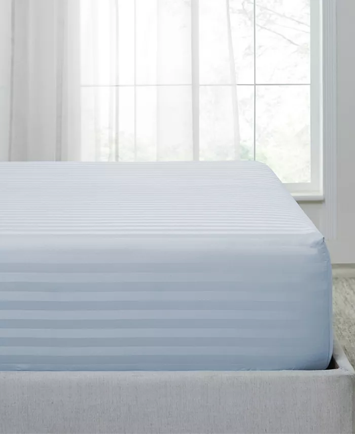 California Design Den Striped 500 Thread Count Fitted Sheet Only， 100% Cotton Sateen， Fully Elasticized with Deep Pockets by California Design Den