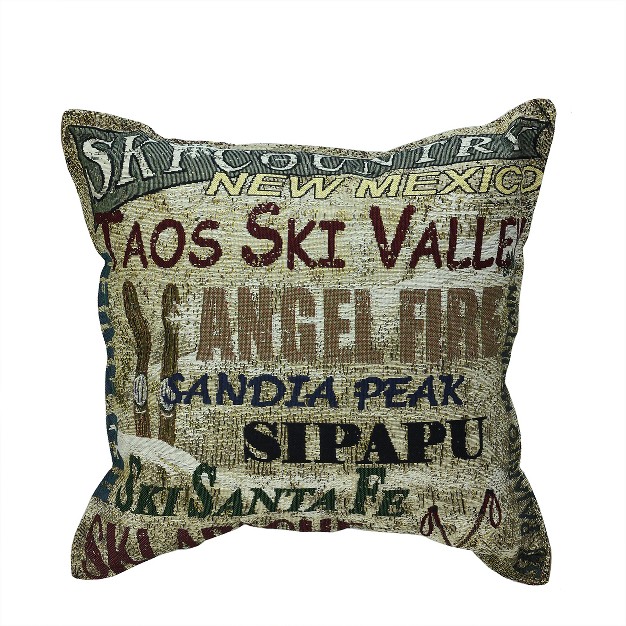 New Mexico Ski Country Tapestry Accent Indoor Throw Pillow Green brown