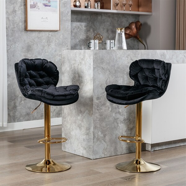 Swivel Velvet Counter Height Adjustable Dining Barstools(Set of 2)