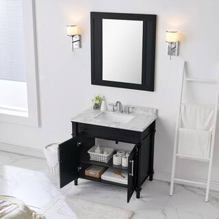 Home Decorators Collection Aberdeen 36 in. W x 22 in. D x 34.5 in. H Bath Vanity in Black with White Carrara Marble Top Aberdeen 36B