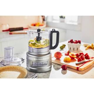 KitchenAid 7-Cup 3-Speed Contour Silver Food Processor with Locking Lid KFP0718CU