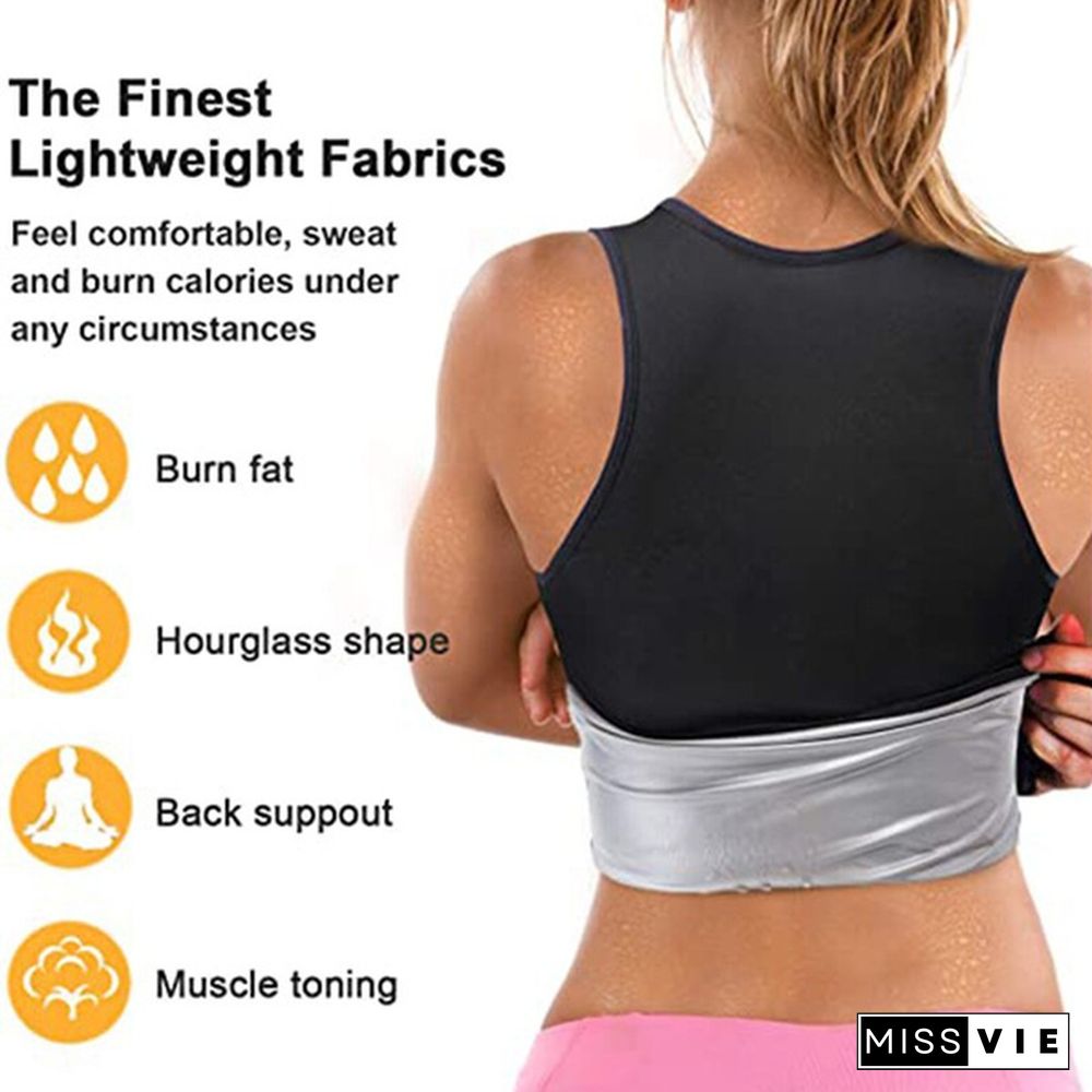 Lilvigor Women Sauna Sweat Vest Hot Polymer Corset Waist Trainer Sauna Suit Tank Top Zipper Weight Loss Body Shaper Thermo Workout Shirt