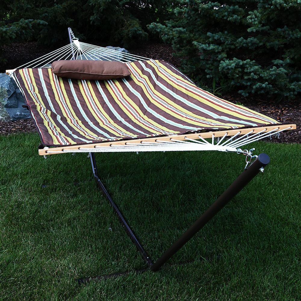 Ultimate Patio Rope Hammock w/ Stand， Pad， and Pillow