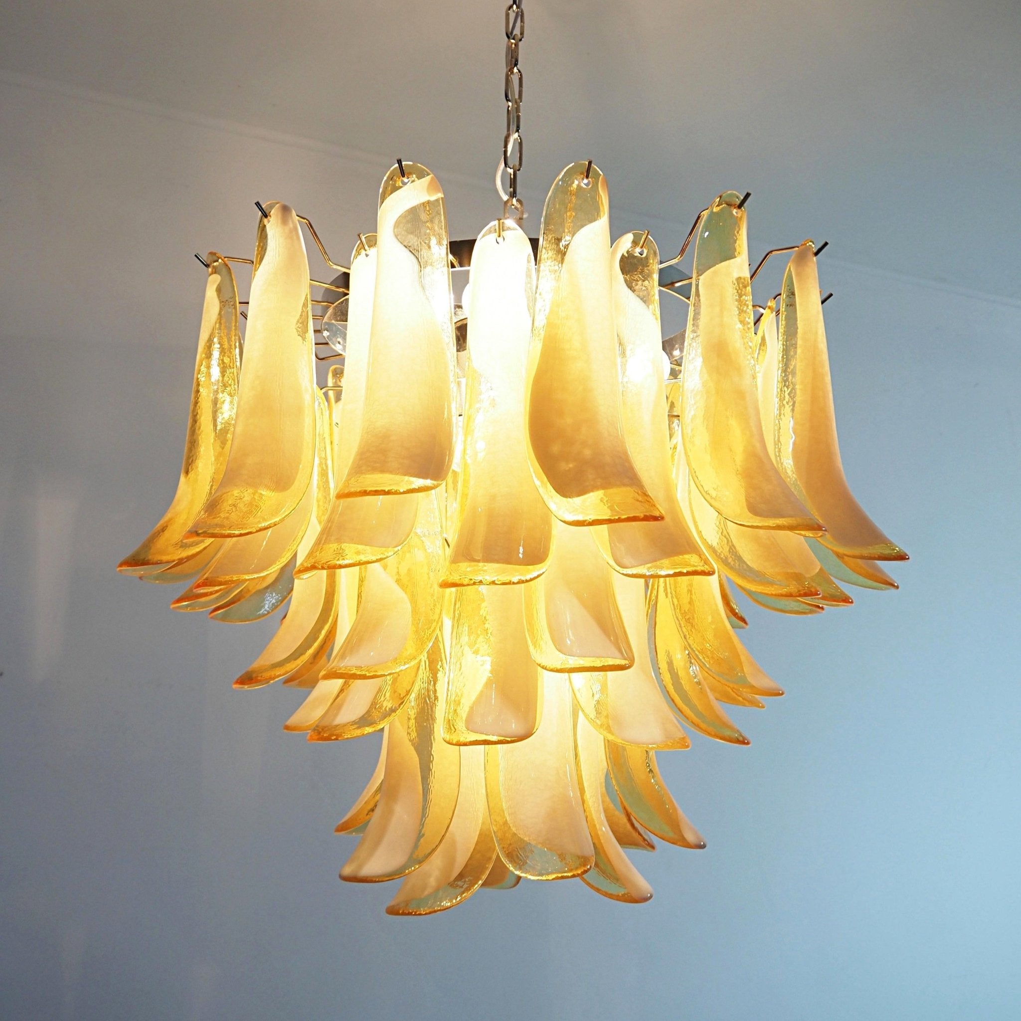 Amber Glass Murano Petals Chandelier