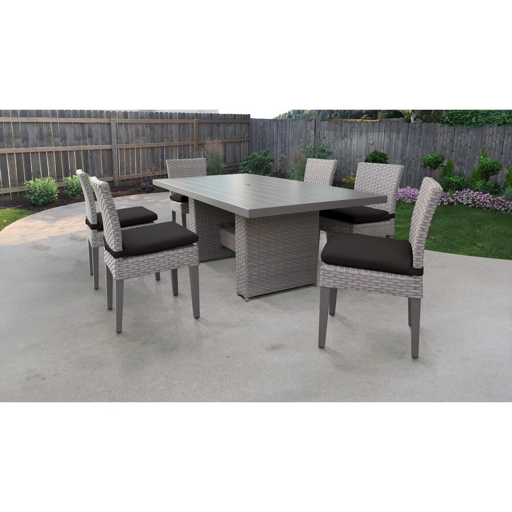 Florence Rectangular Outdoor Patio Dining Table with 6 Armless Chairs