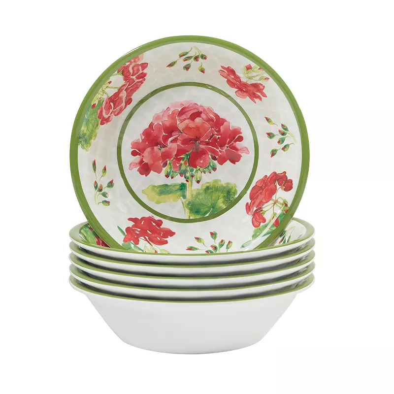 Certified International Geraniums 6-pc. Melamine All-Purpose Bowl Set