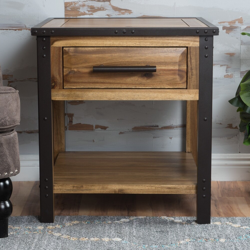 Luna Acacia Wood One Drawer End Table by Christopher Knight Home