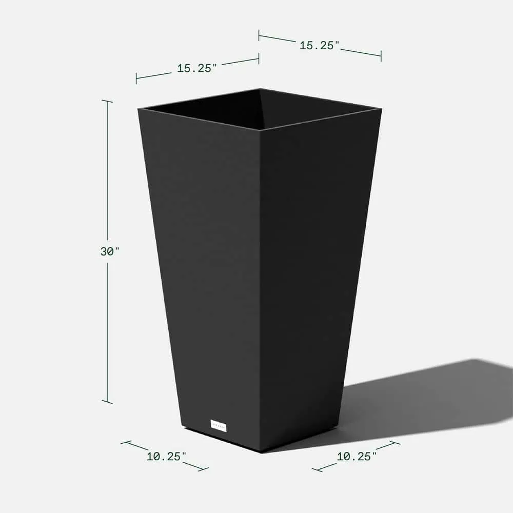 Veradek Midland 30 in. Black Plastic Tall Square Planter (2-Pack) MV32B-2PK