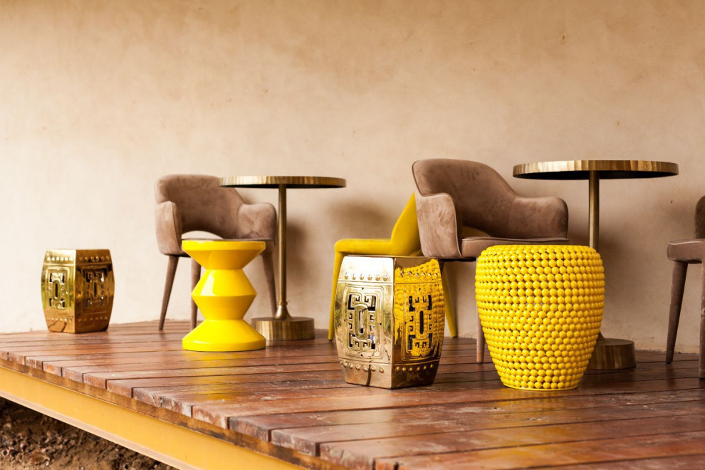 Yellow Lacquered Accent Stool  Pols Potten Zig Zag   Contemporary   Accent And Garden Stools   by Luxury Furnitures  Houzz