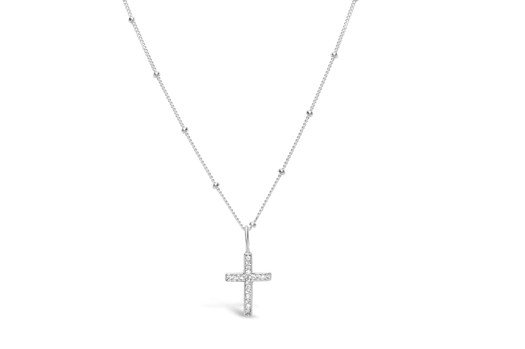 Stia  Charm & Chain Necklace Pavé Cross