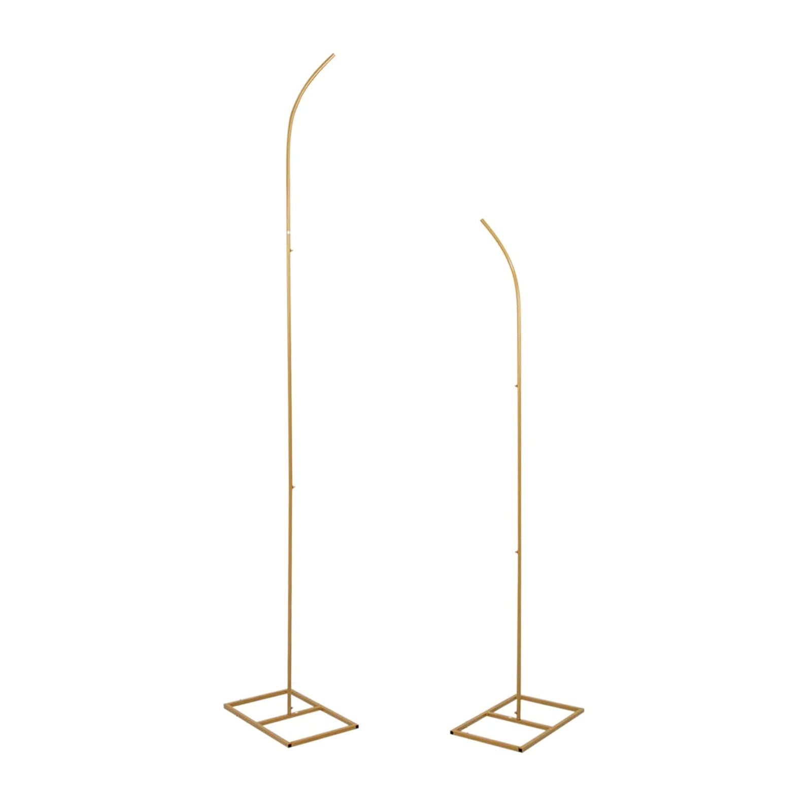 Set of 2 Gold Metal Curved Top Wedding Arch Frames, Balloon Flower Backdrop Stands 6ft, 8ft