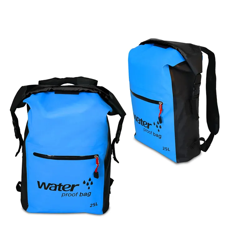 25L Waterproof Water Resistant PVC Outdoor Camping Hiking Beach Swim Bags 500D Folding Top Travel Dry Bag Waterproof Backpack