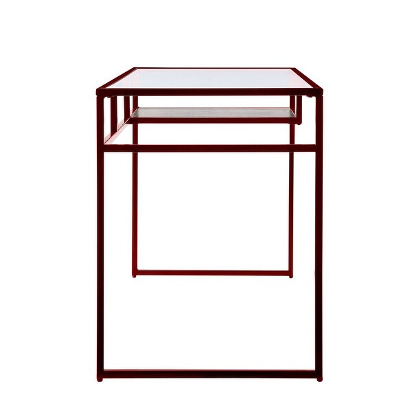 Console Table with Glass Tabletop and Open Compartment