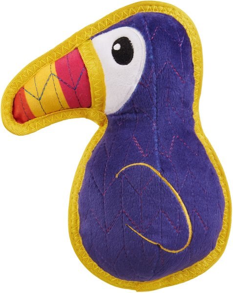 Outward Hound Xtreme Seamz Toucan Squeaky Durable Dog Toy， Purple， Medium