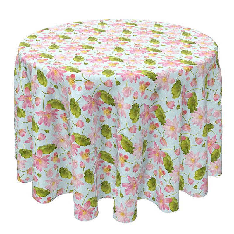 Round Tablecloth， 100% Cotton， 60 Round， Floral Decorations