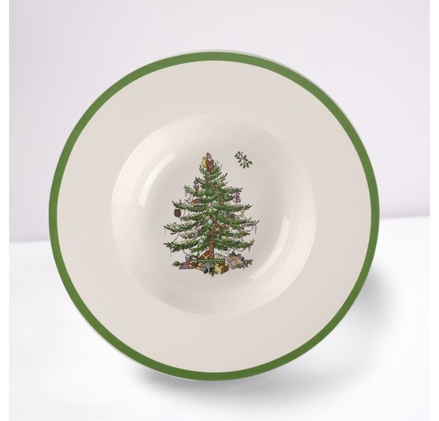 Spode Christmas Tree Rimmed 10 Inch Pasta Bowl 10 Inch