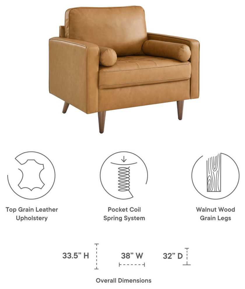 Valour Leather Armchair   Midcentury   Armchairs And Accent Chairs   by Modway  Houzz