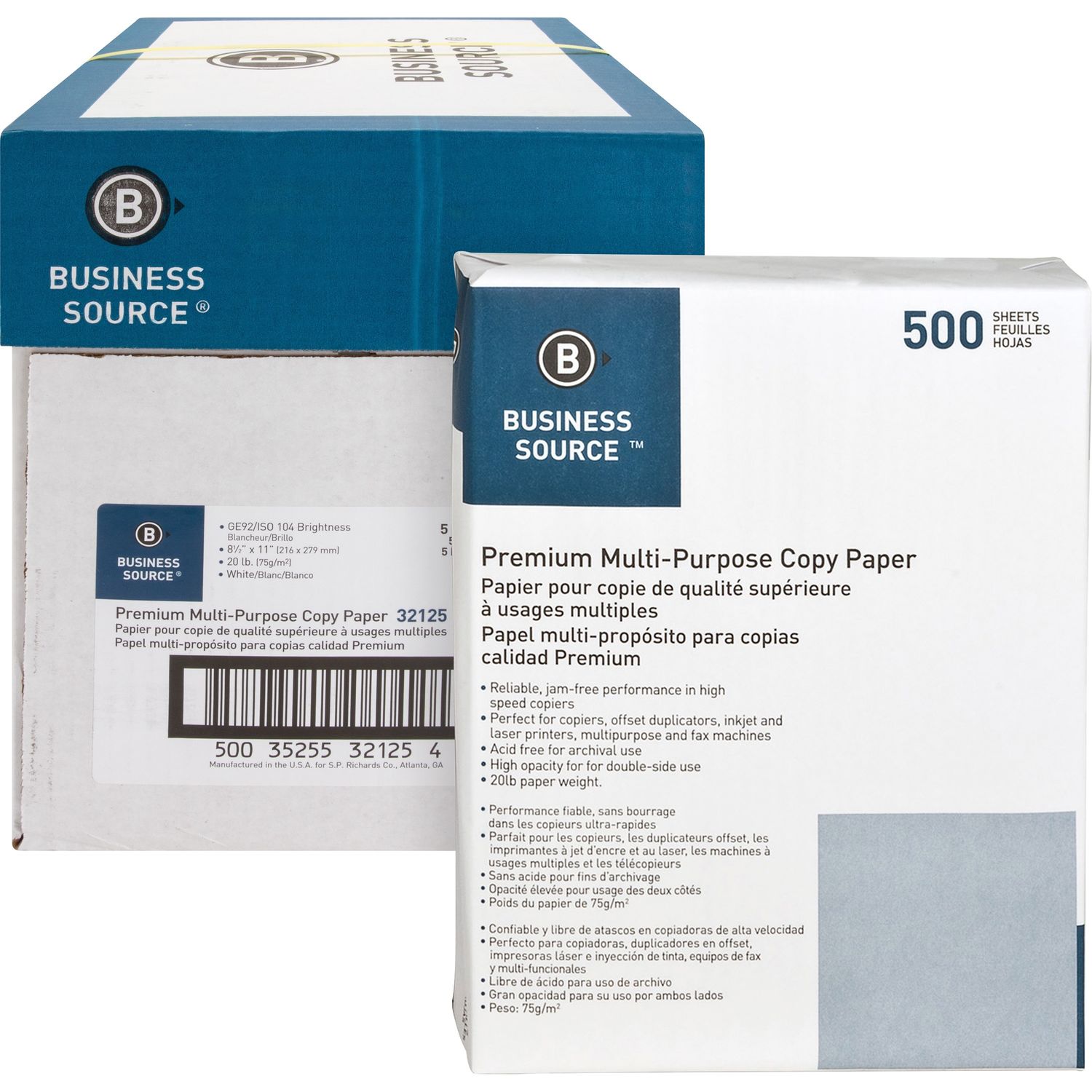 Premium Multipurpose Copy Paper by Business Source BSN32125