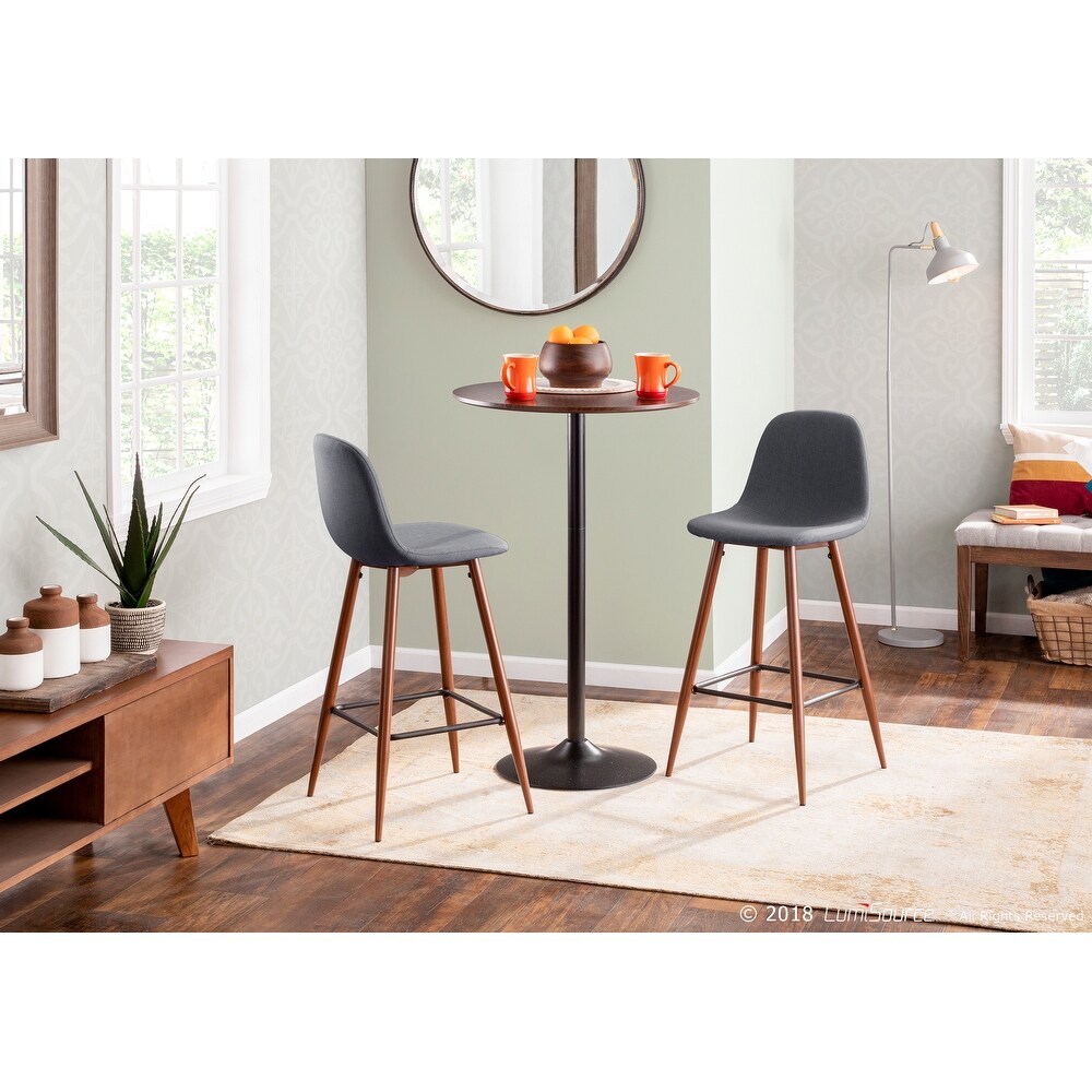 Lumisource Barstool in Walnut Metal and Light Grey Fabric  Set of 2   19\