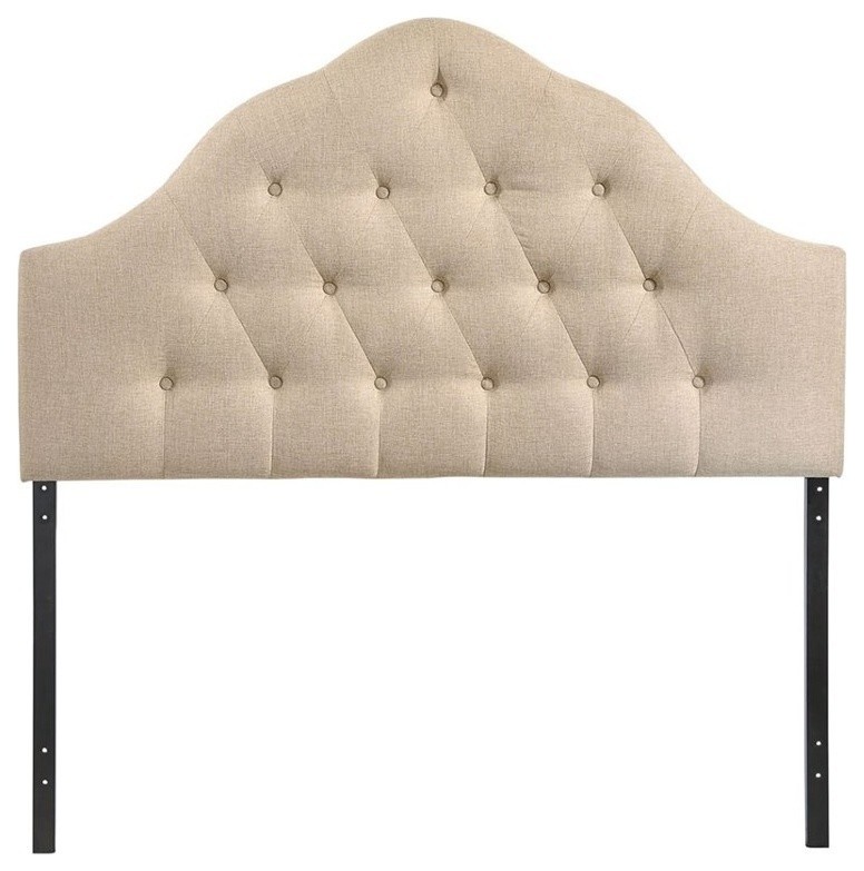 Hawthorne Collections Polyester Fabric King Tufted Panel Headboard in Beige   Transitional   Headboards   by Homesquare  Houzz