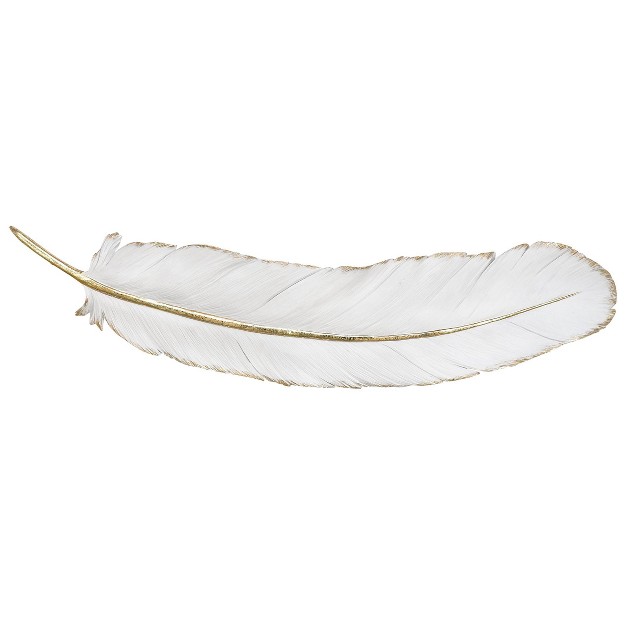 Polystone Bird Feather Wall Decor White Cosmoliving By Cosmopolitan