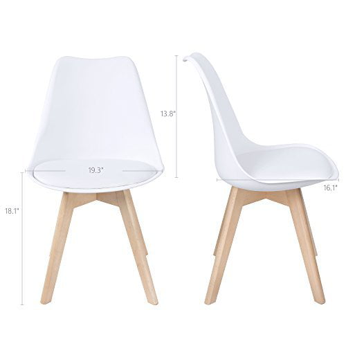 Lacoo Dining Chair Modern Style DSW Upholstered Dining Chair Indoor Kitchen Dining Living Room Side Chairs with Classic Shell and Beech Wood Legs Set of 4 (White)