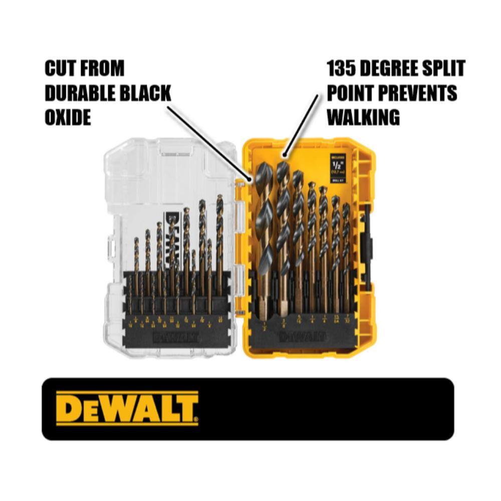 DW ATOMIC 20V MAX Cordless Brushless Compact 12 in. DrillDriver Kit and Black and Gold Drill Bit Set (21 Piece) DCD708C2W1181