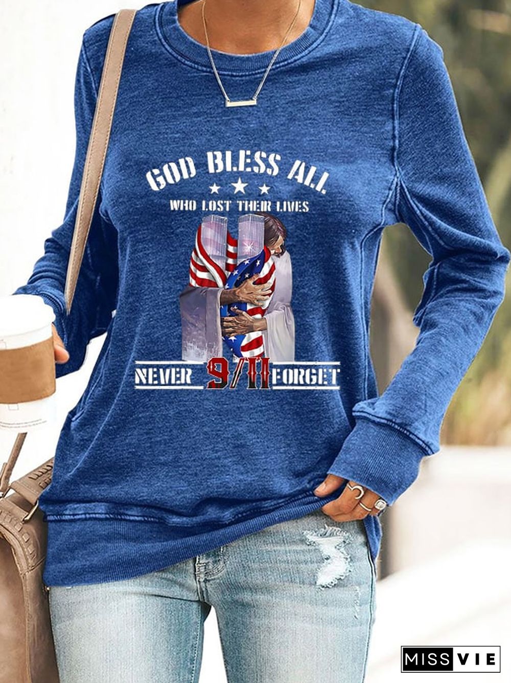 Women'S Casual God Bless All Who Lost Their Lives Never Forget 9.11 - Perfect Long-Sleeved Sweatshirt