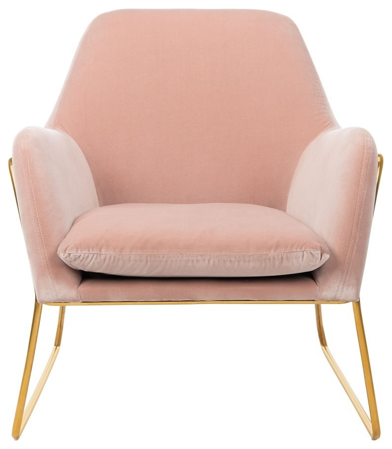 Chiara Metal Frame Accent Chair Blush   Contemporary   Armchairs And Accent Chairs   by Love Sofa  Houzz