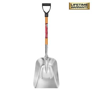 Husky 28 in. D-Grip Short Wood Handle Aluminum Scoop Shovel 77531-947