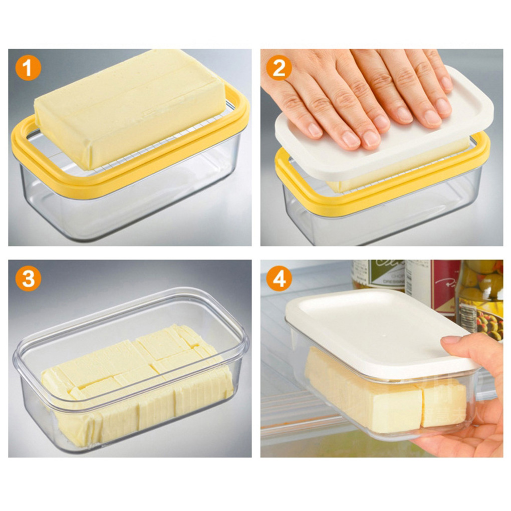 Dido Butter Box with Lid Stainless Steel Dish Cheese Slicing Fresh Keeping Sealed Rectangle Storage Container