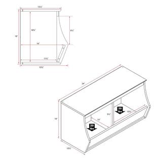 Prepac 18 in. H x 34 in. W x 15.75 in. D White Wood 2-Cube Organizer WUSD-0002-1