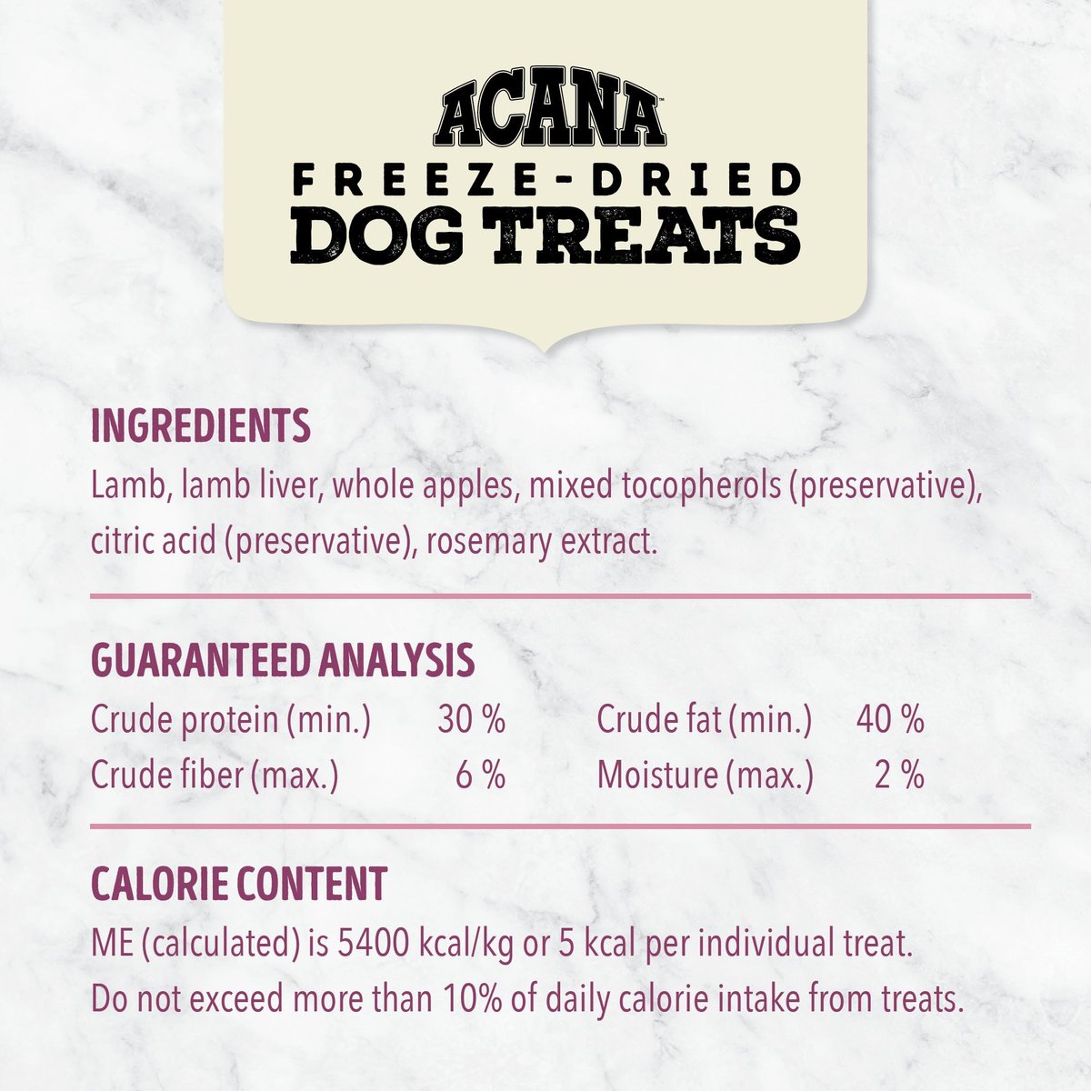 ACANA Singles Lamb and Apple Formula Grain-Free Freeze-Dried Dog Treats